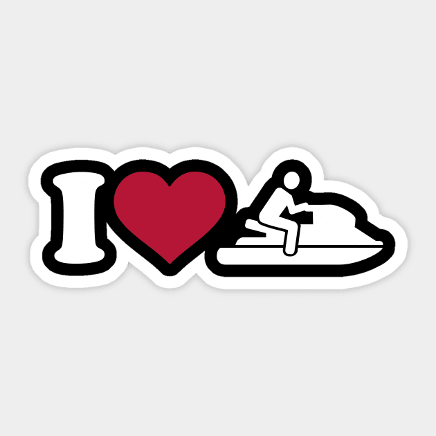 I love Jet Ski Sticker by Designzz